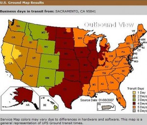UPS Ground Shipping from Sacramento