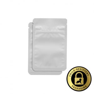 1 Gram White Child-Resistant Mylar Bags Matte (1000Qty)