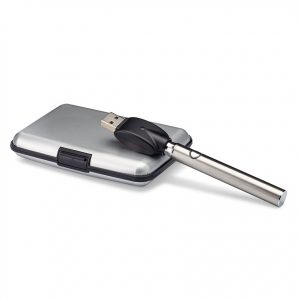 Silver Adjustable Heat Vape Battery w/ USB Charger + Case