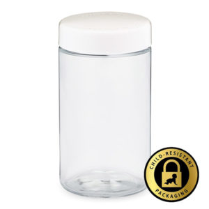 10oz White Cap Child-Resistant Glass Jars (36qty)
