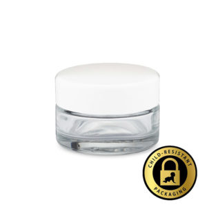1oz White Cap Child-Resistant Glass Jars (200qty)