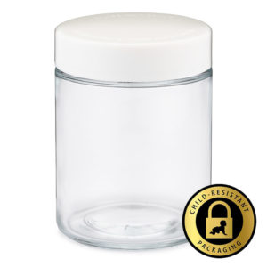 18oz White Cap Child-Resistant Glass Jars (24qty)