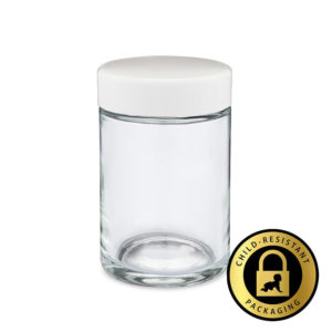 5oz White Cap Child-Resistant Glass Jars (100qty)