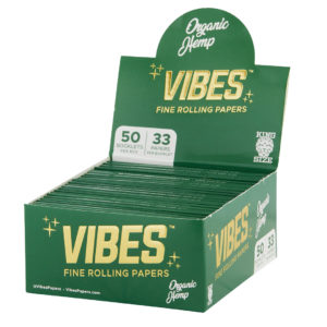 VIBES King Size Slim Rolling Papers Green/Organic Hemp (50Qty)