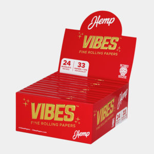VIBES Rolling Papers W/ Tips Red/Hemp (24Qty)