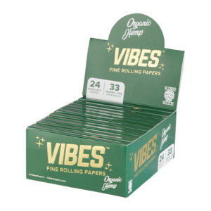 VIBES Rolling Papers W/ Tips Green/Organic Hemp (24Qty)