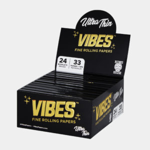 VIBES Rolling Papers W/ Tips Ultra Thin/Black (24Qty)